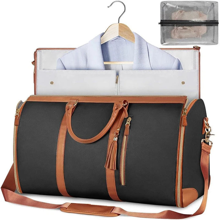 PU Leather Garment Bag Large Capacity Pu Foldable Travel Duffle Suit Bag for Women'S Handbag Waterproof Clothes Totes