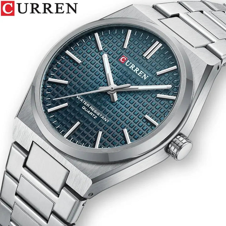 CURREN Luxury Men Watch Casual Business Style Watch for Men 30M Waterproof Stainless Steel Quartz Date Clock Blue 1