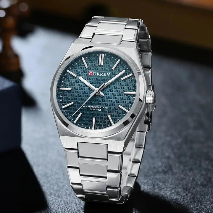 CURREN Luxury Men Watch Casual Business Style Watch for Men 30M Waterproof Stainless Steel Quartz Date Clock Blue 1