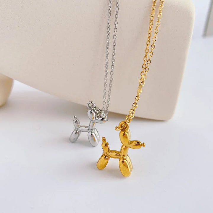 Trend 3D Balloon Dog Pendant Necklaces for Women Gold Silver Color Chain Robotic Animal Clavicle Choker Collar Jewelry Girl Gift