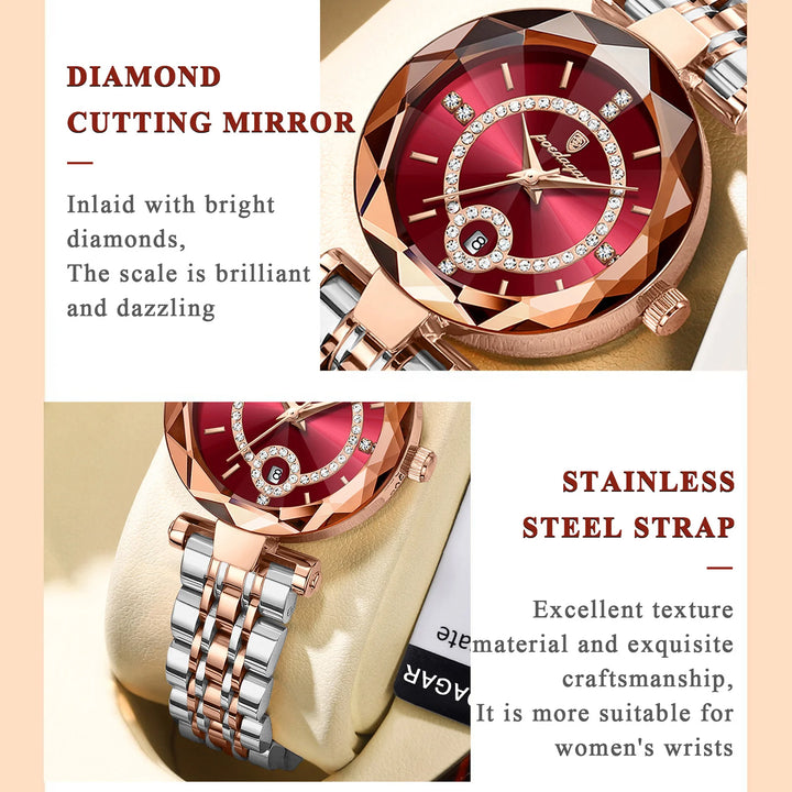 Luxury Watch for Woman High Quality Diamond Ladies Quartz Watch Waterproof Date Stainless Steel Women Watches Reloj+Box