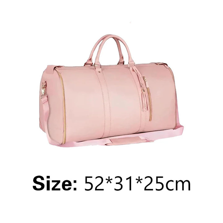 PU Leather Garment Bag Large Capacity Pu Foldable Travel Duffle Suit Bag for Women'S Handbag Waterproof Clothes Totes