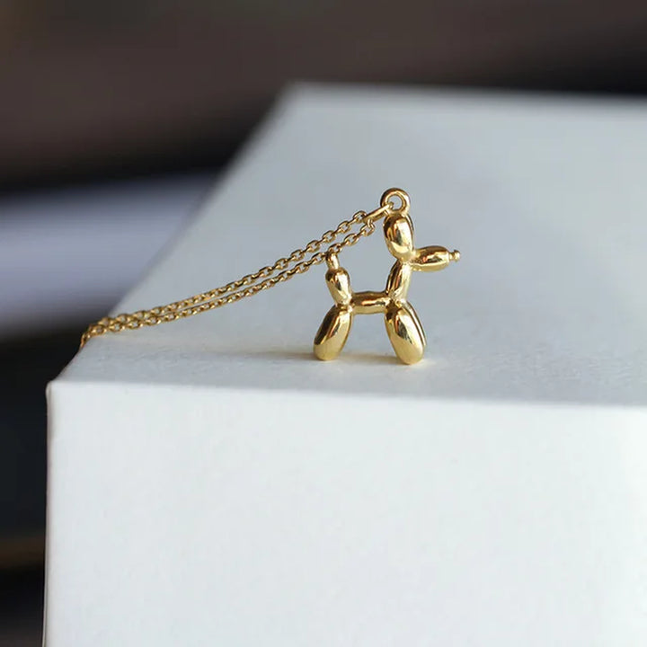 Trend 3D Balloon Dog Pendant Necklaces for Women Gold Silver Color Chain Robotic Animal Clavicle Choker Collar Jewelry Girl Gift