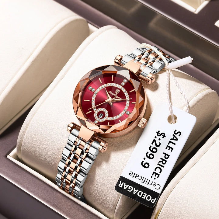 Luxury Watch for Woman High Quality Diamond Ladies Quartz Watch Waterproof Date Stainless Steel Women Watches Reloj+Box